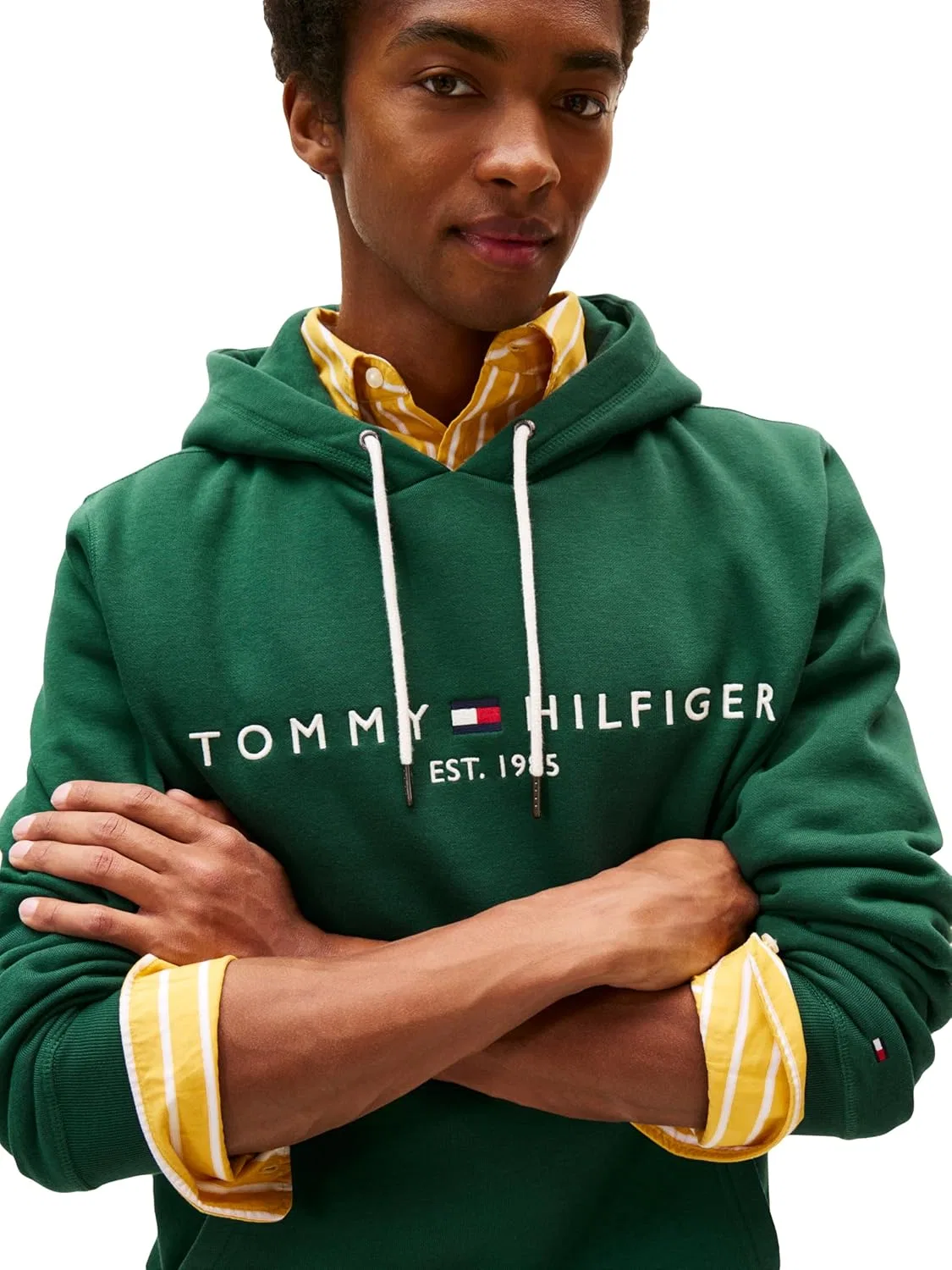 Худи мужское с вышитым логотипом Tommy Hilfiger, Ornamental Green — фото 2