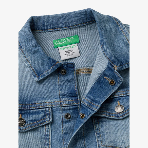 Куртка джинсовая Benetton с накладными карманами, синий — фото 2