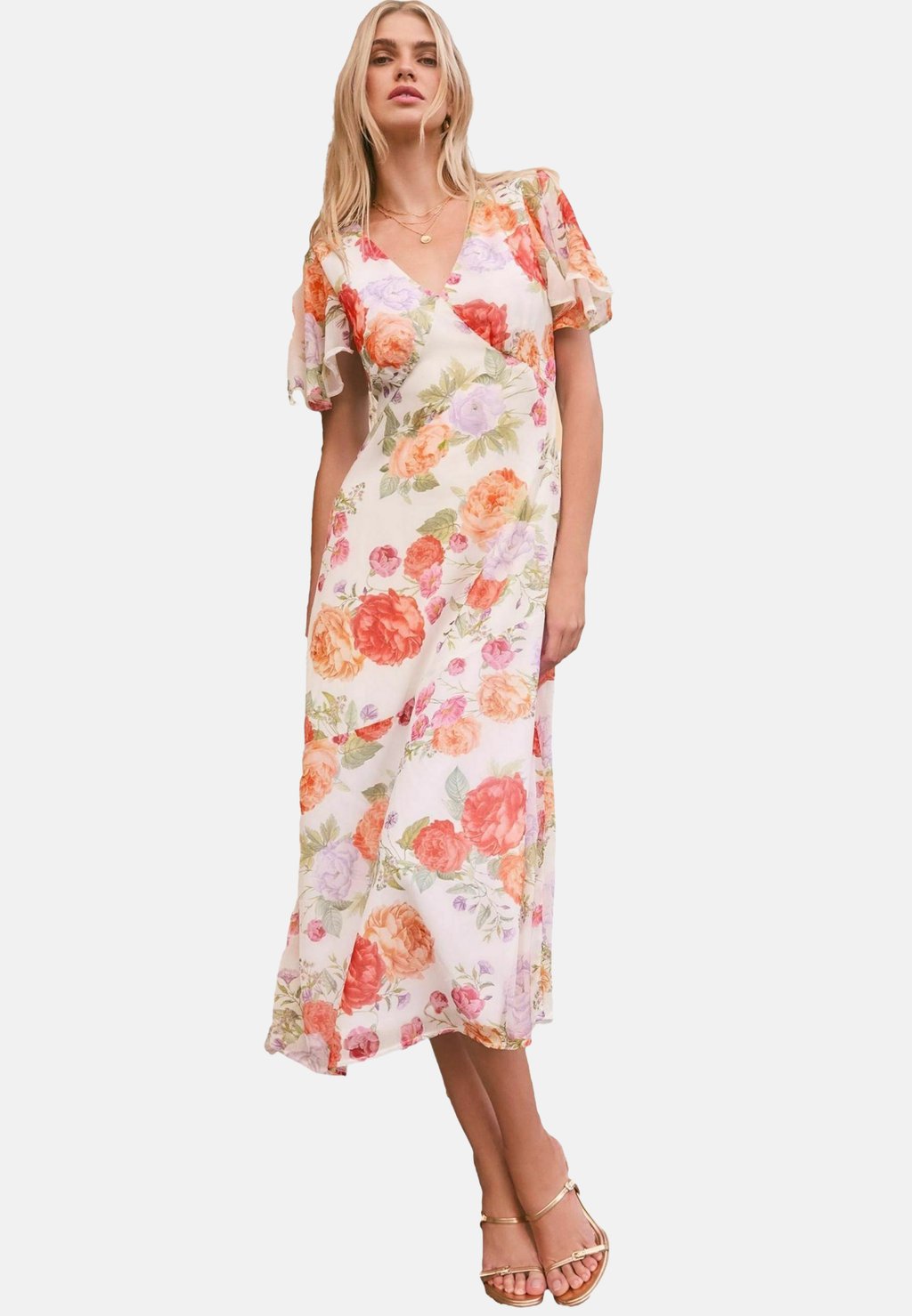 

Платье макси PETITE FIT - PRINTED FLUTTER WOVEN Lipsy, белый