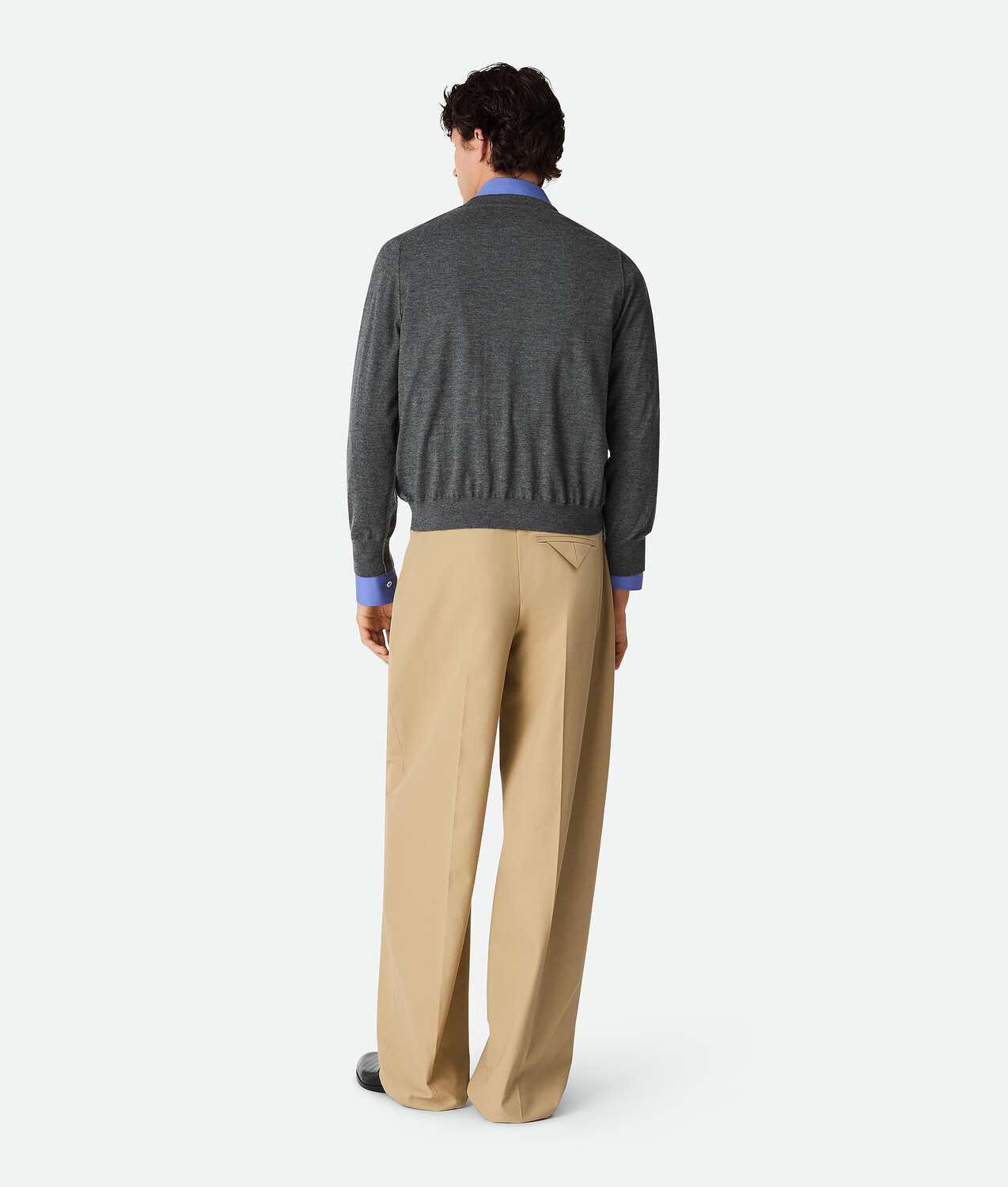 Cotton twill straight trousers BOTTEGA VENETA, бежевый — фото 4