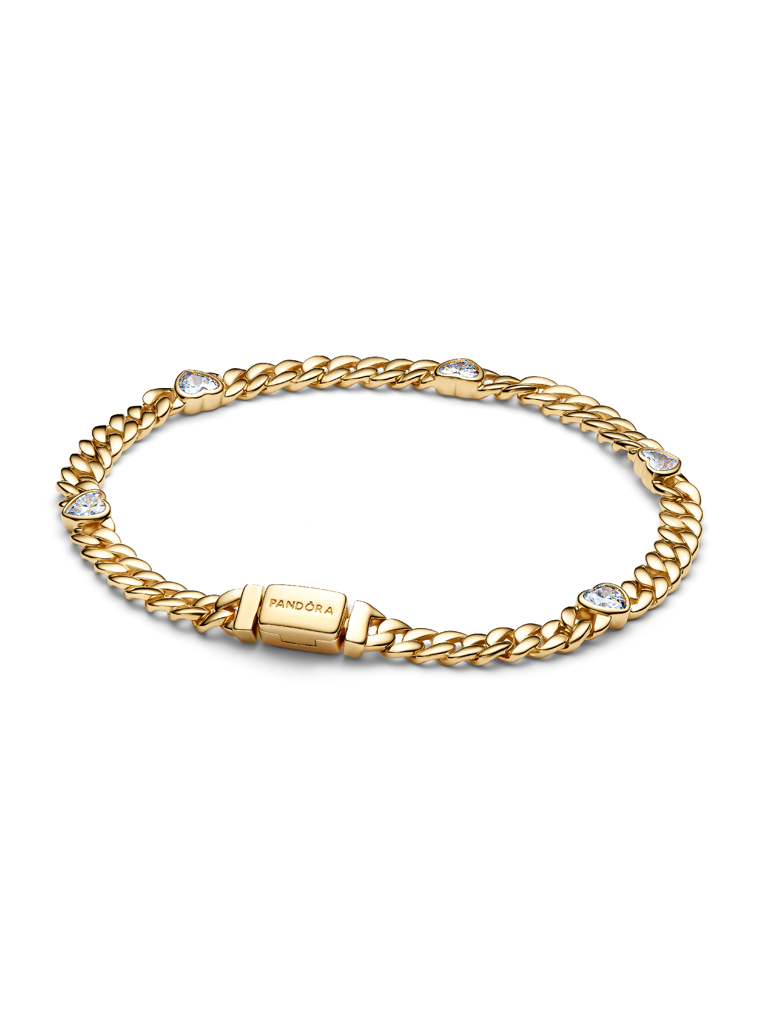 

Кубинский браслет-цепочка в форме сердца Pandora, 14-каратное золотое покрытие