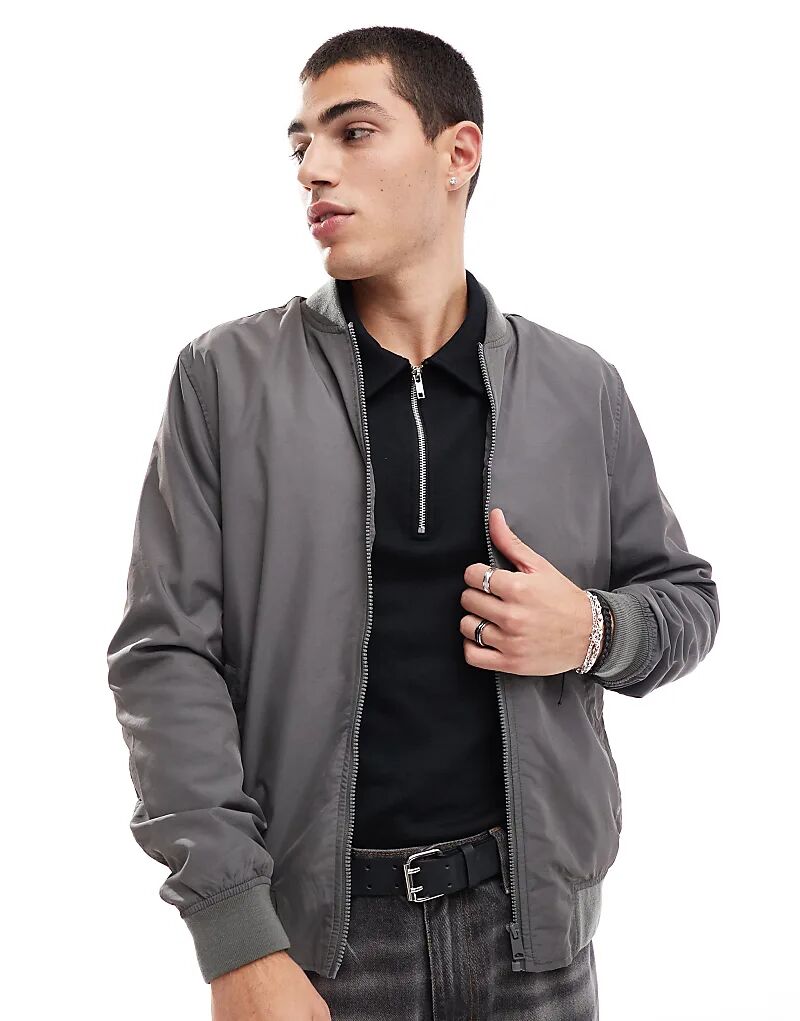 

Легкая куртка-бомбер серого цвета ASOS DESIGN