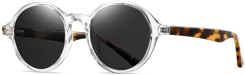 

Мужские солнцезащитные очки в стиле ретро, ​​круглые, для активного отдыха и вождения, модные панк-очки, двухцветные, с защитой от УФ-излучения UV400, роскошные женские солнцезащитные очки TKKTLLT, Clear Leopard Grey