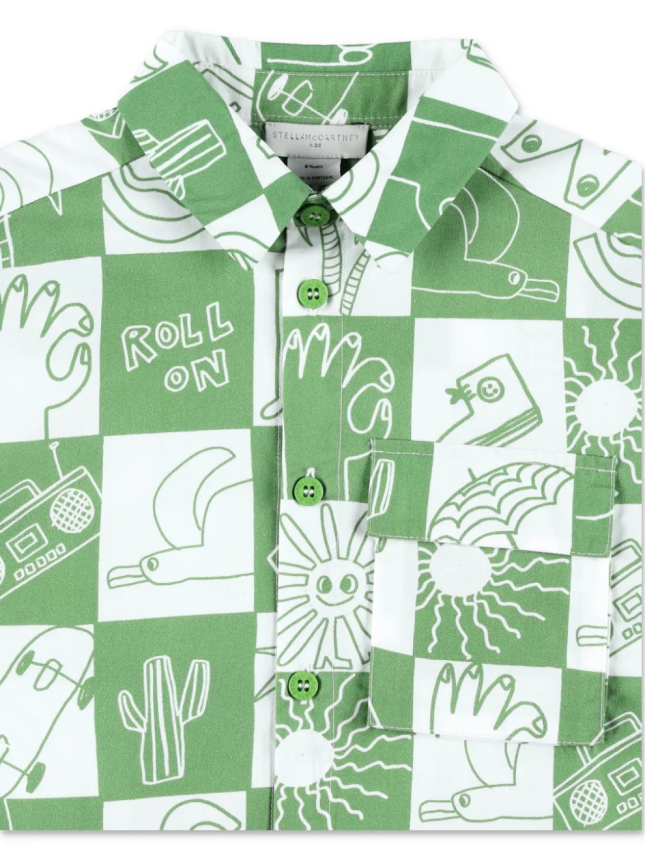 Детская хлопковая рубашка Stella McCartney Stella McCartney Kids, зеленый — фото 3