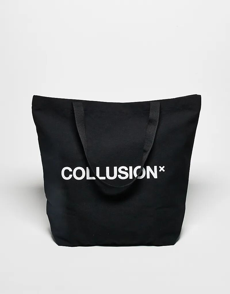 

COLLUSION Большая повседневная сумка-тоут унисекс с логотипом черного цвета
