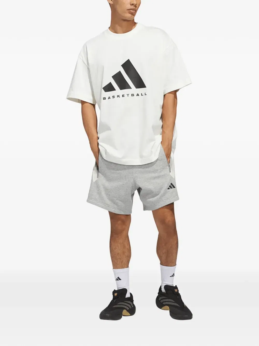 Футболка с логотипом для баскетбола Adidas, белый — фото 2