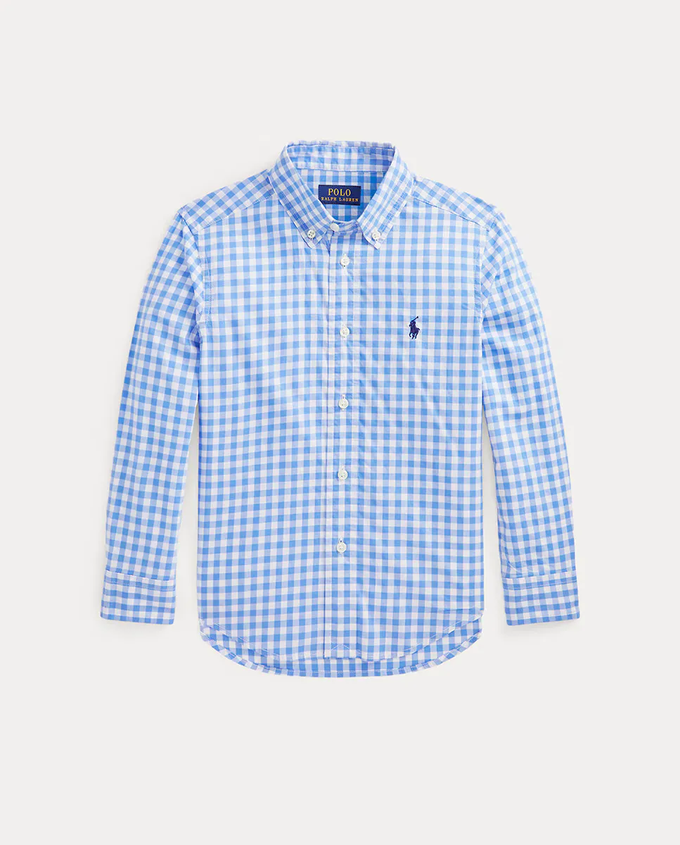 

Рубашка из хлопка для мальчиков в клетку Polo Ralph Lauren, голубой
