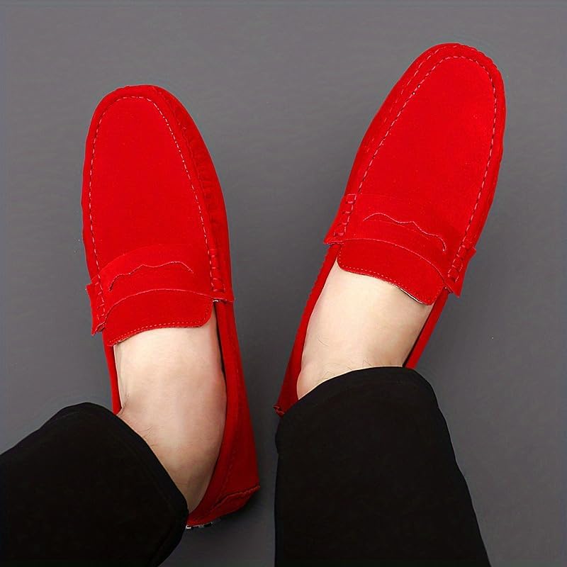 Мужские мокасины Penny Loafer, водительские туфли, удобные нескользящие слипоны, мужская обувь на все сезоны Hhhchpm, красный — фото 3