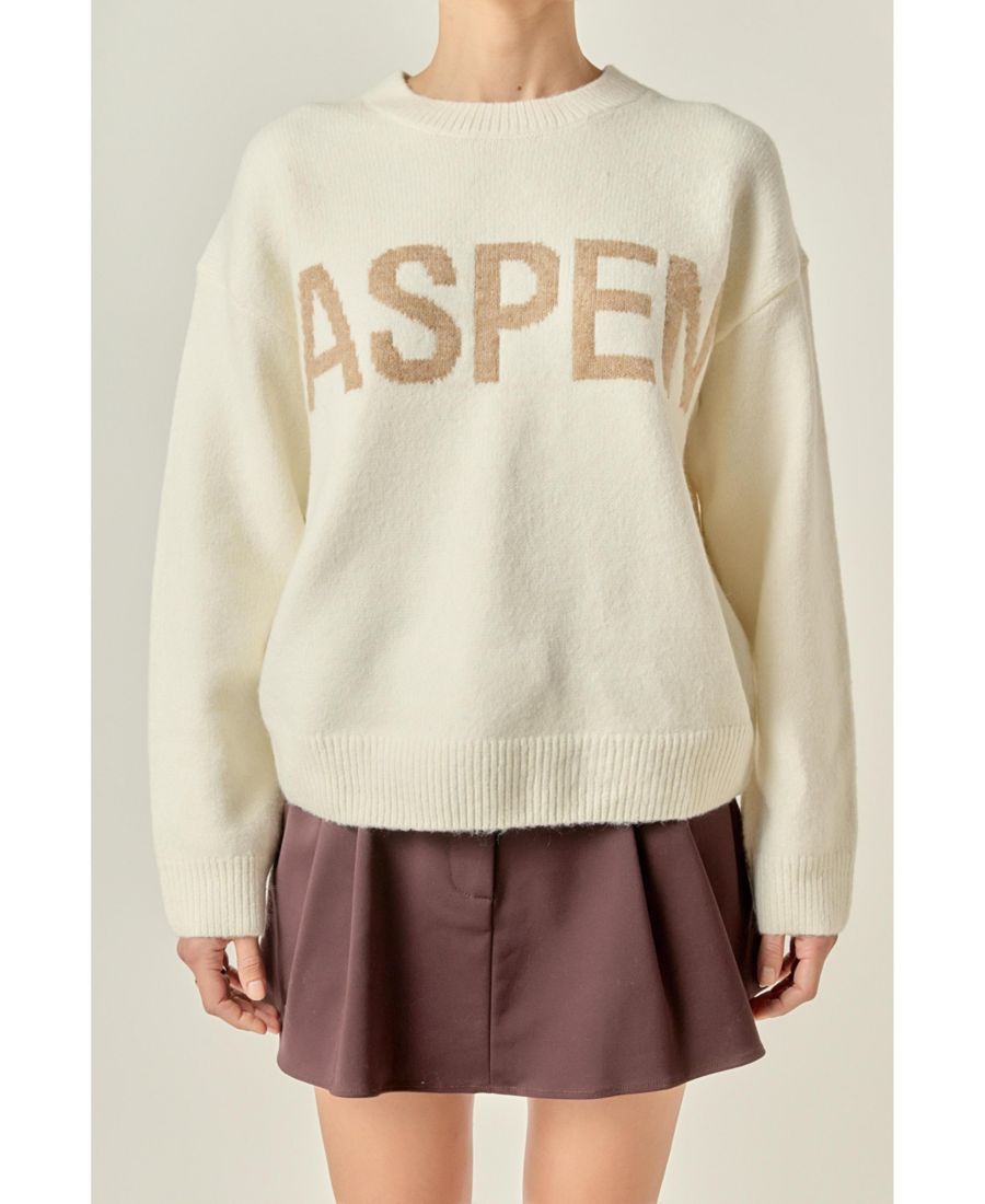 

Женский свитер с надписью English Factory, White/tan