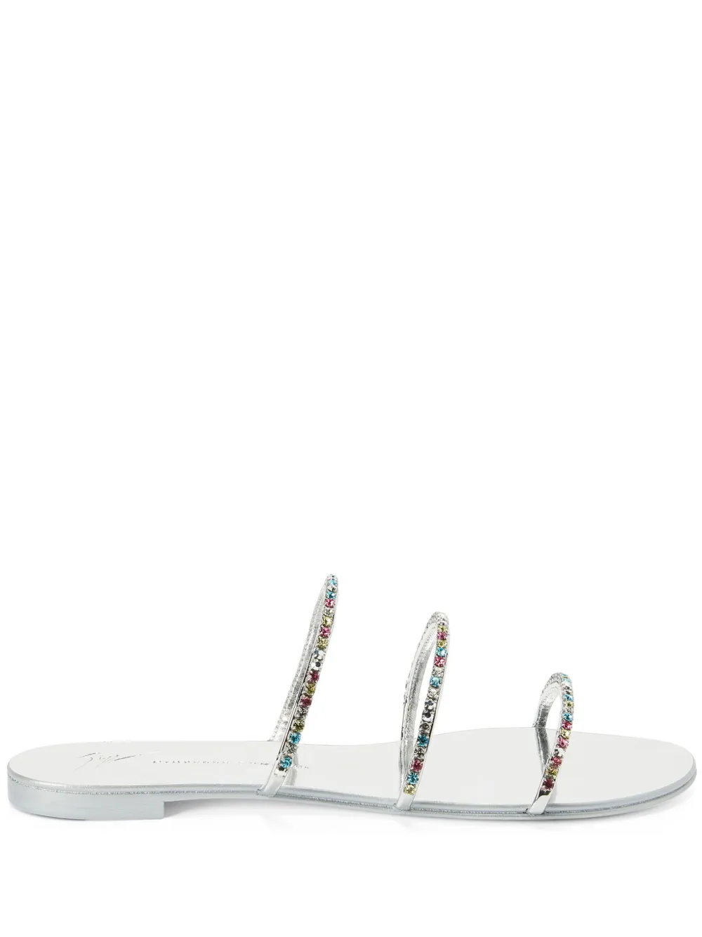 Сандалии Dark Colorful со стразами Giuseppe Zanotti, серебяный