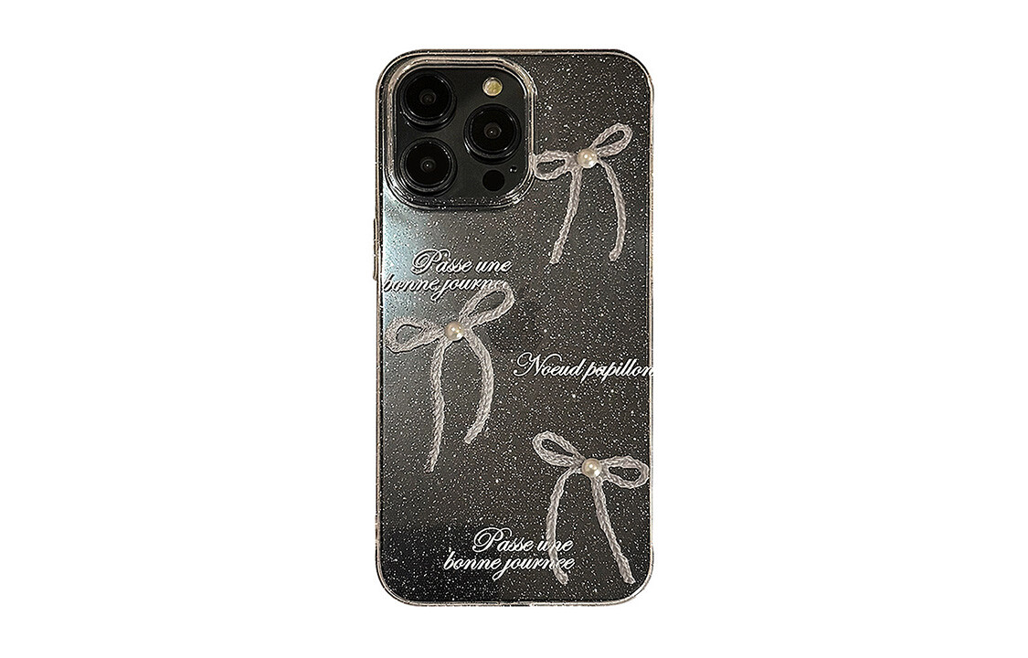 

US8ACC чехол для телефона, Transparent fine glitter three-dimensional bow phone case