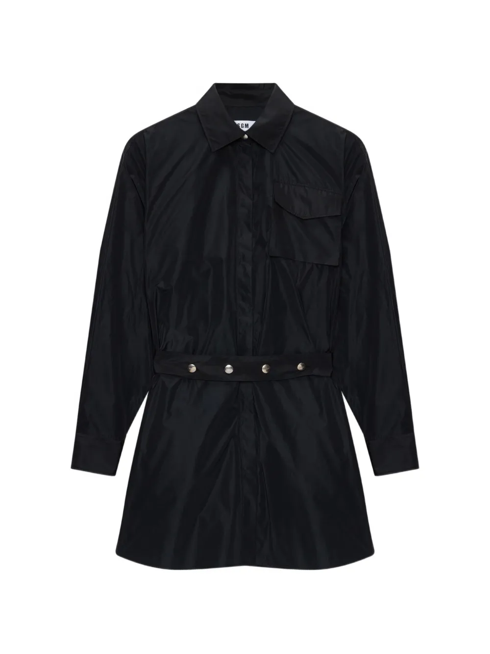 

Мини-платье с поясом и накладными карманами Msgm, черный