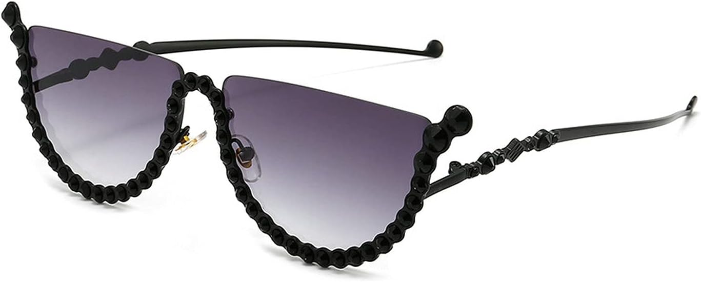 

Солнцезащитные очки COTIA «Кошачий глаз» с бриллиантами, женские, уникальные, со стразами, полуободковые, с градиентным переходом цвета, модные очки в полуоправе, Black Gray