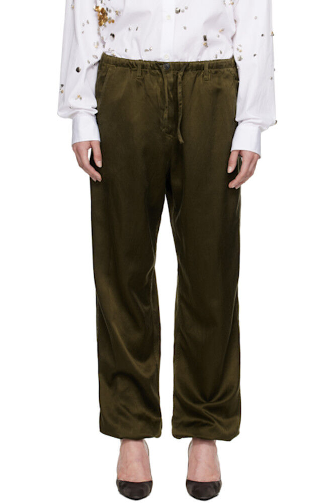 

Брюки цвета хаки с завязками Dries Van Noten