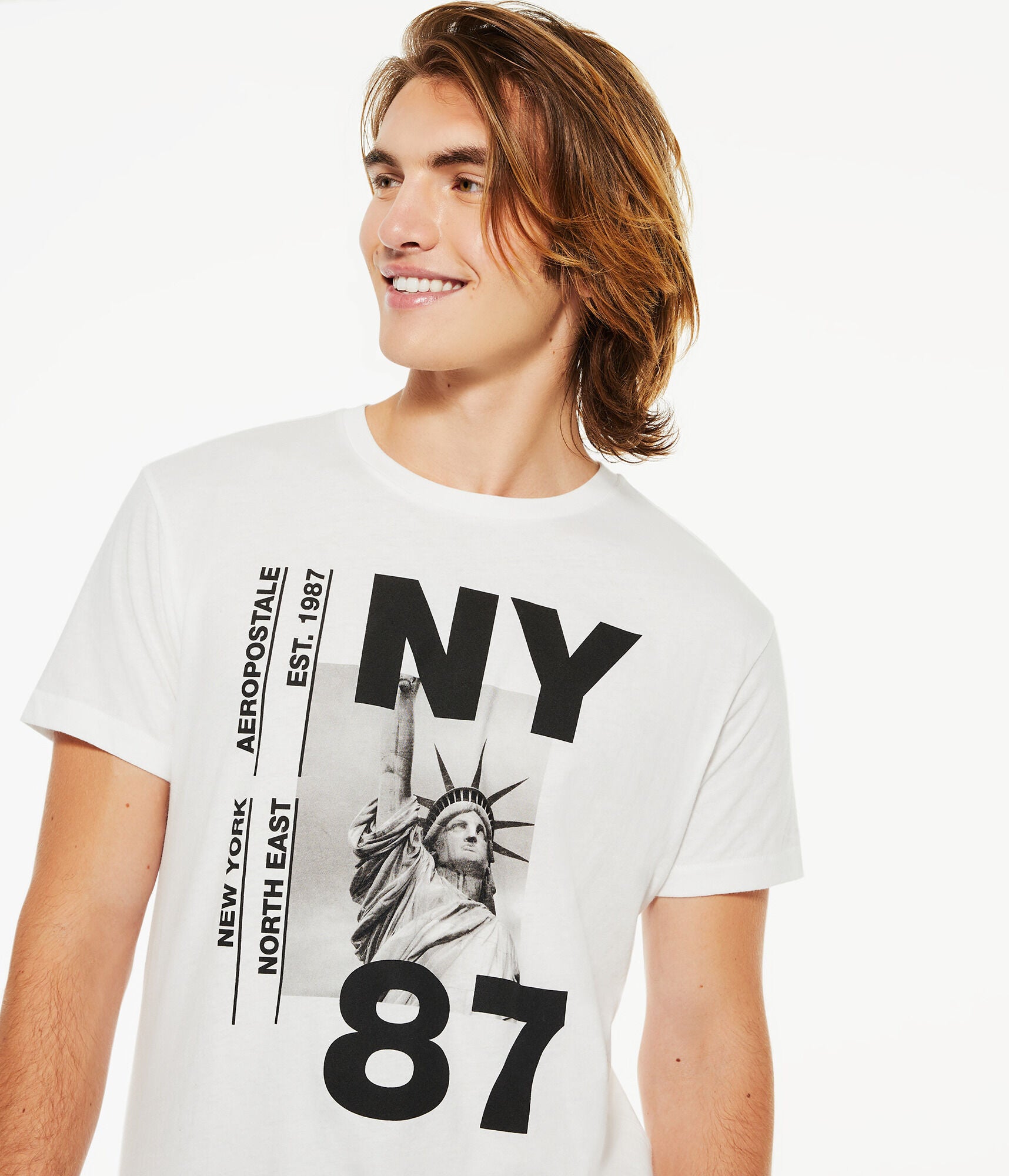 

Футболка мужская Aeropostale с принтом Статуи Свободы, цвет bleach