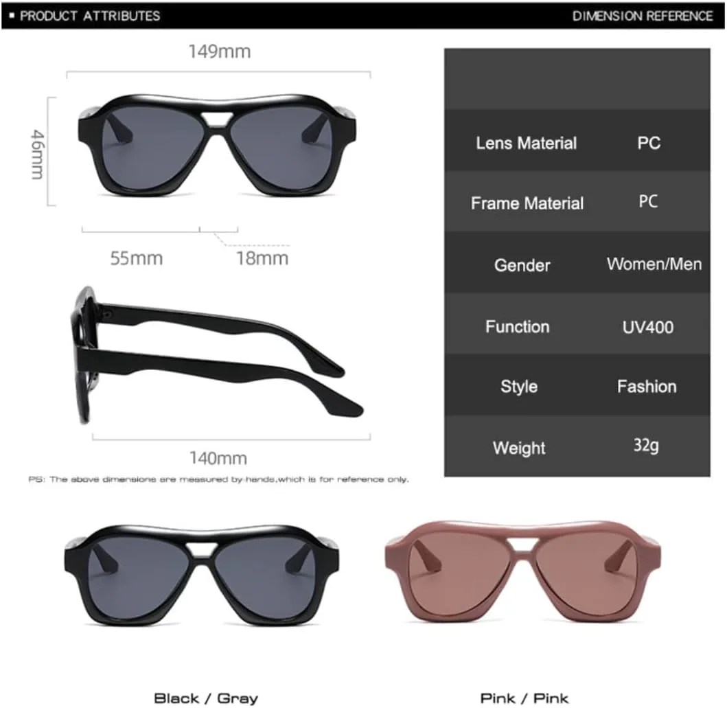 

Ретро-солнцезащитные очки с двойной перемычкой для женщин и мужчин, цвет «желе», защита от УФ-излучения UV400, модный, увеличенного размера UATXTAU, Beige White Gray