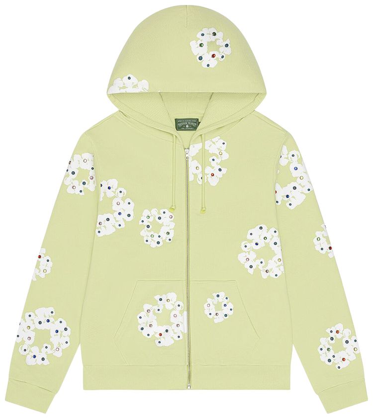 

Худи на молнии Denim Tears Rhinestone Cotton Wreath Zip Hoodie, цвет, зеленый