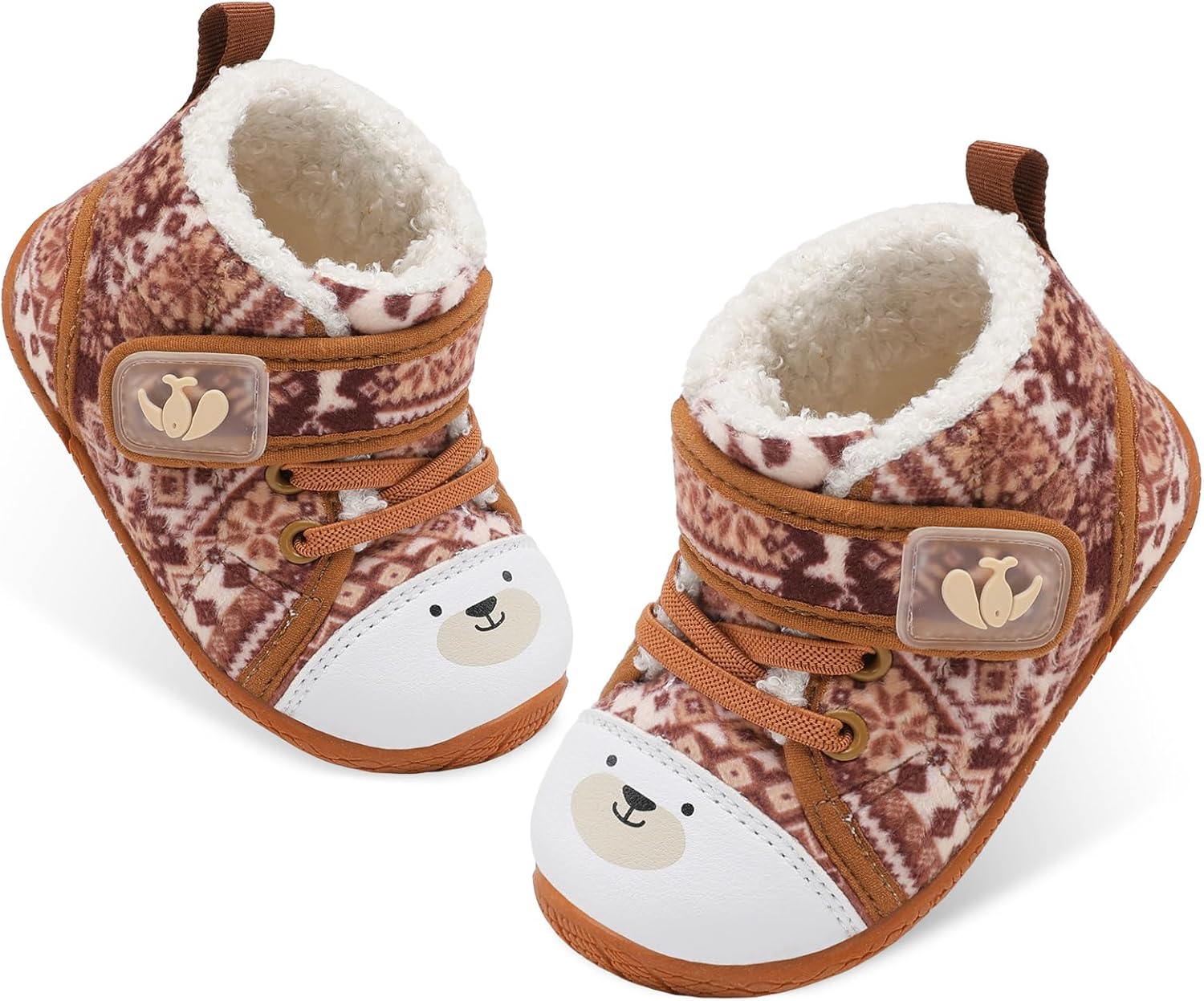 

FEETCITY Детские ботиночки для мальчиков и девочек, пинетки для младенцев, уютные флисовые ботинки, первые обувь для ходьбы, теплые носочки, обувь для новорожденных, Brownbears