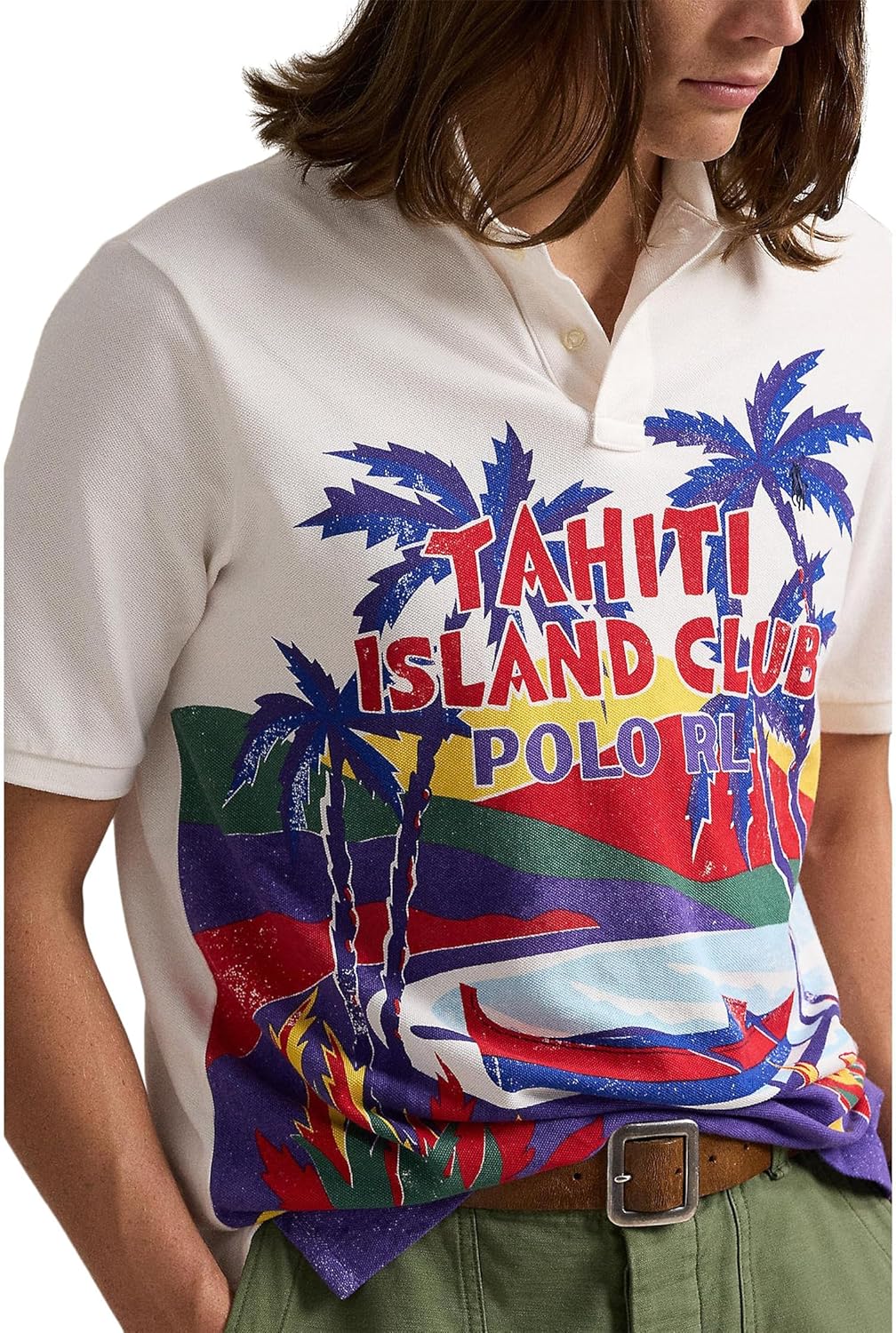 Мужская футболка POLO RALPH LAUREN с коротким рукавом и анимационной сеткой - классика, Tahiti Island Club — фото 3