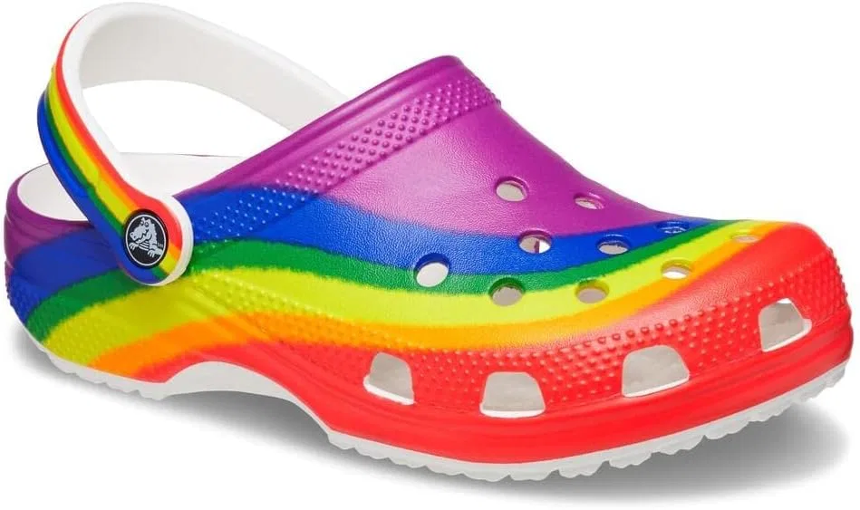 Классические деревянные сабо Crocs унисекс с цветочным принтом, 2-Rainbow Straps — фото 3