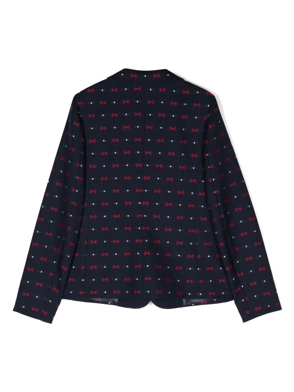 Блейзер из пике с вышивкой Horsebit Gucci Kids, синий — фото 2