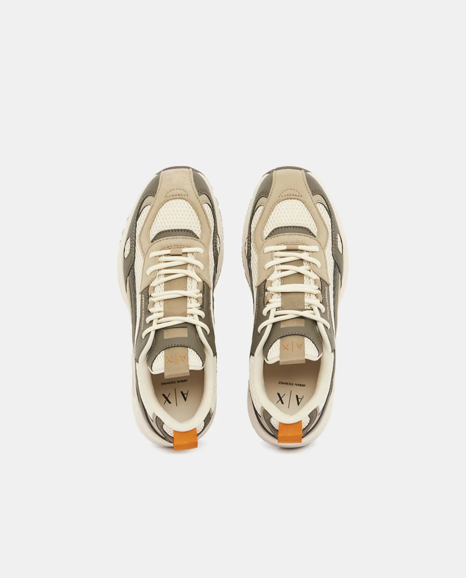 Мужские кроссовки Speed из ткани с эффектом мецкаля Armani Exchange, бежевый — фото 4