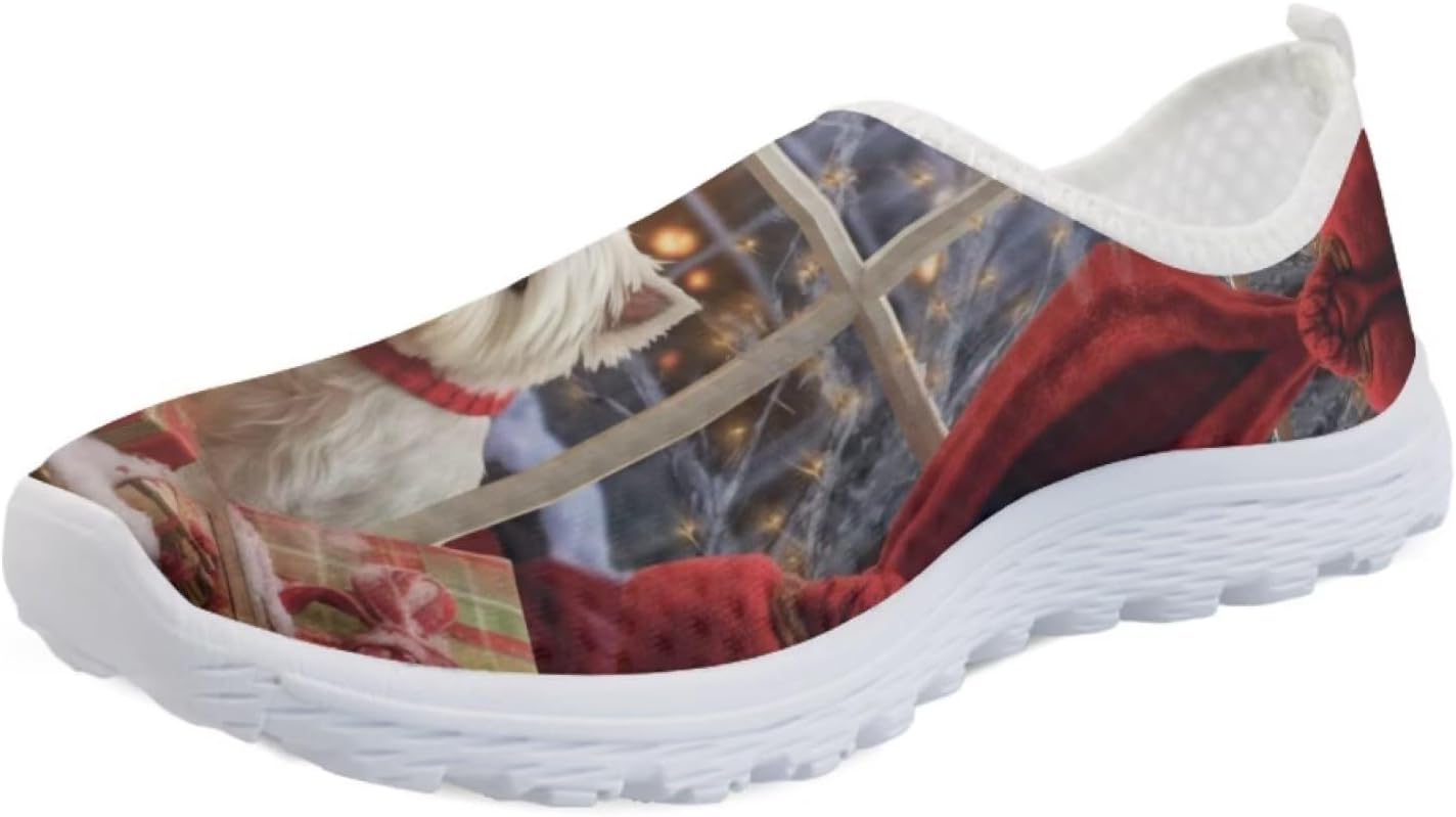 

Детские кроссовки на шнуровке унисекс для бега, повседневной ходьбы, тенниса, спорта и школы Viewamoon, Christmas Puppy