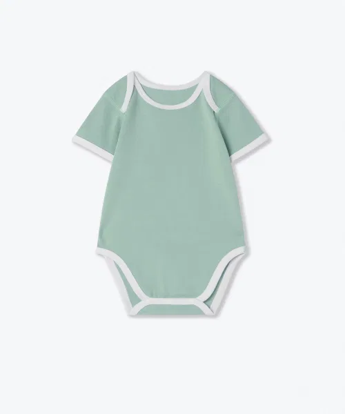 Боди с коротким рукавом 2 шт., зелёный/пыльно-мятный, MUSINSA STANDARD KIDS, набор из 2, хлопок, 0-3 года — фото 2