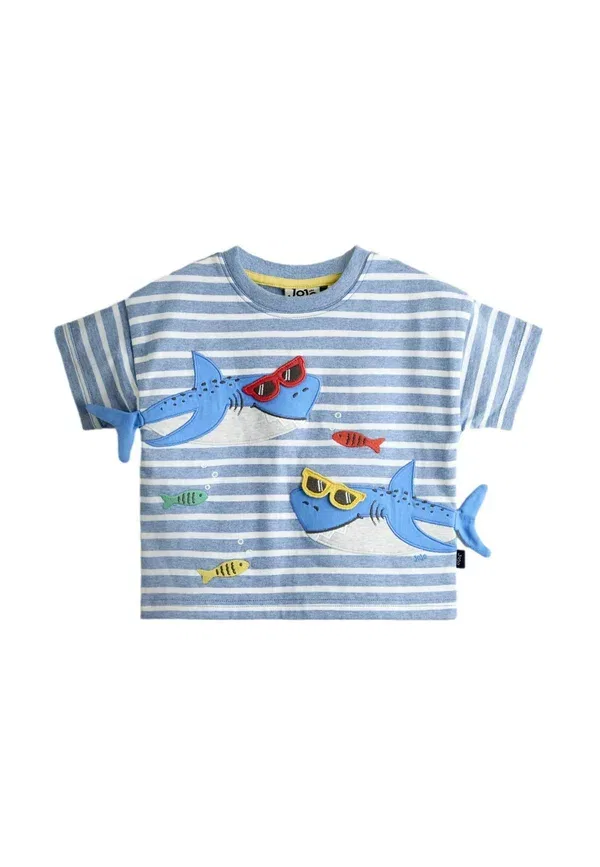 Футболка Regular fit с аппликацией акулы Jojo Maman Bébé, синяя полоска