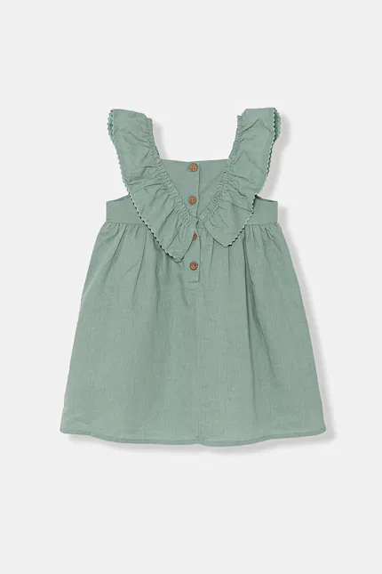 Платье мини с льном United Colors of Benetton, бирюзовый