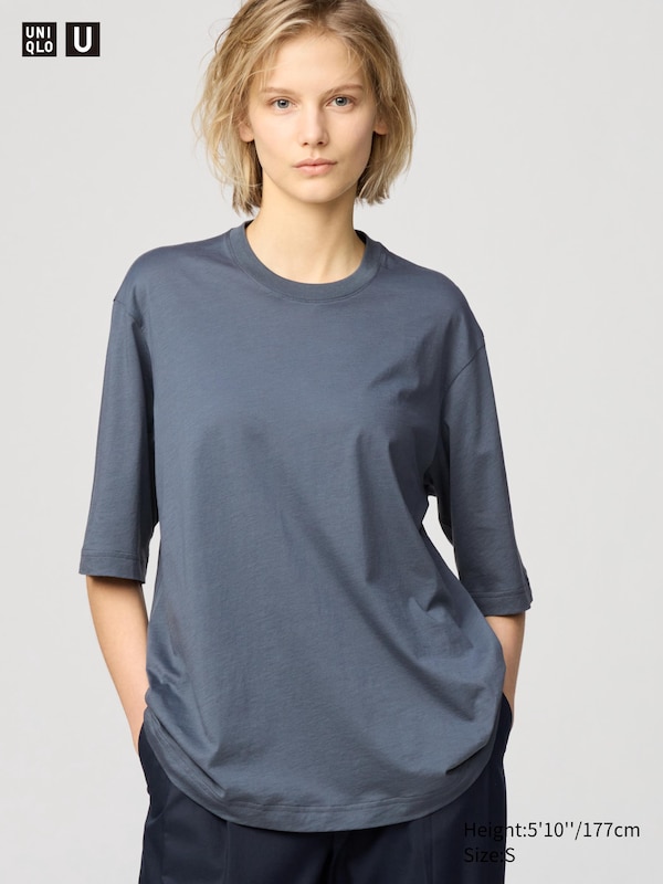 

Футболка оверсайз из 100% хлопка supima Uniqlo, серый