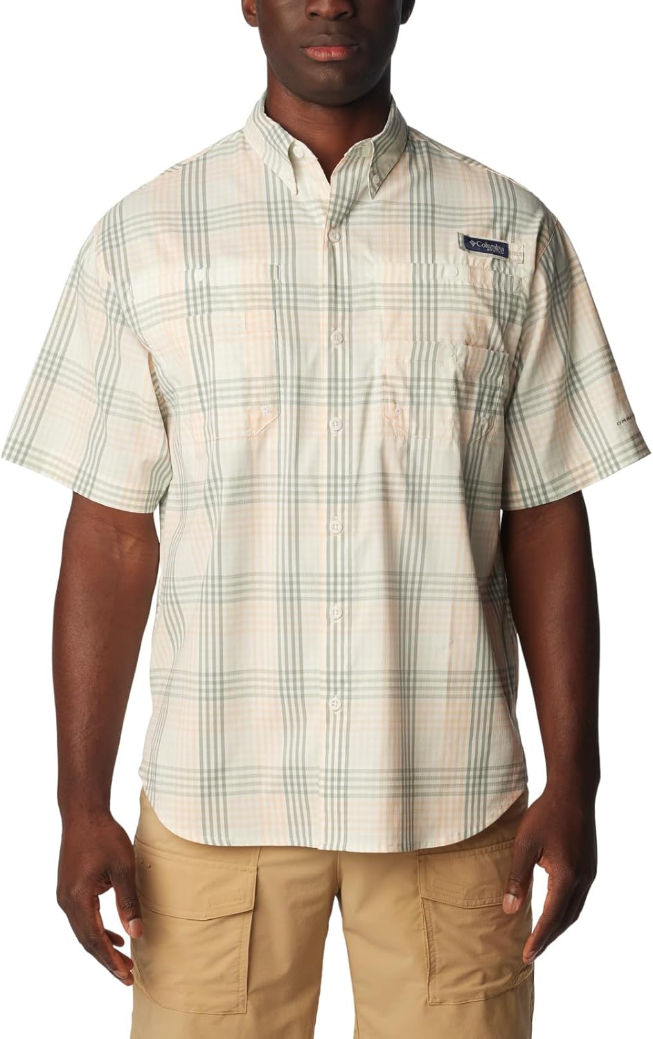 

Мужская рубашка Columbia Super Tamiami с длинным рукавом, Peach Fizz/All Over Gingham