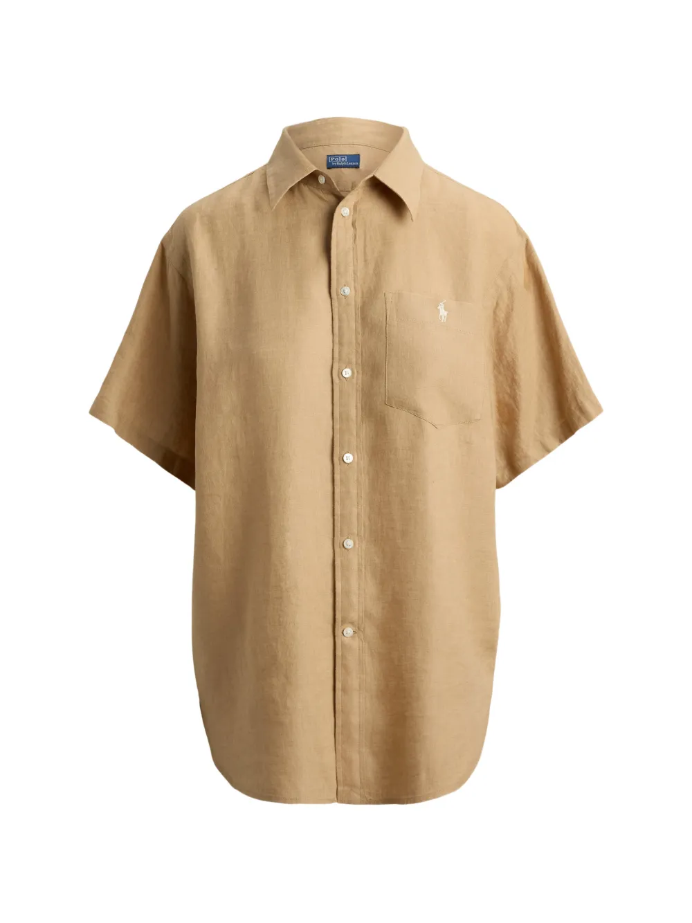 Льняная рубашка с накладными карманами Polo Ralph Lauren, бежевый