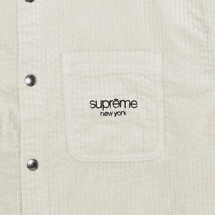 Рубашка Supreme Wide Wale Corduroy Snap Shirt Stone, кремовый — фото 2
