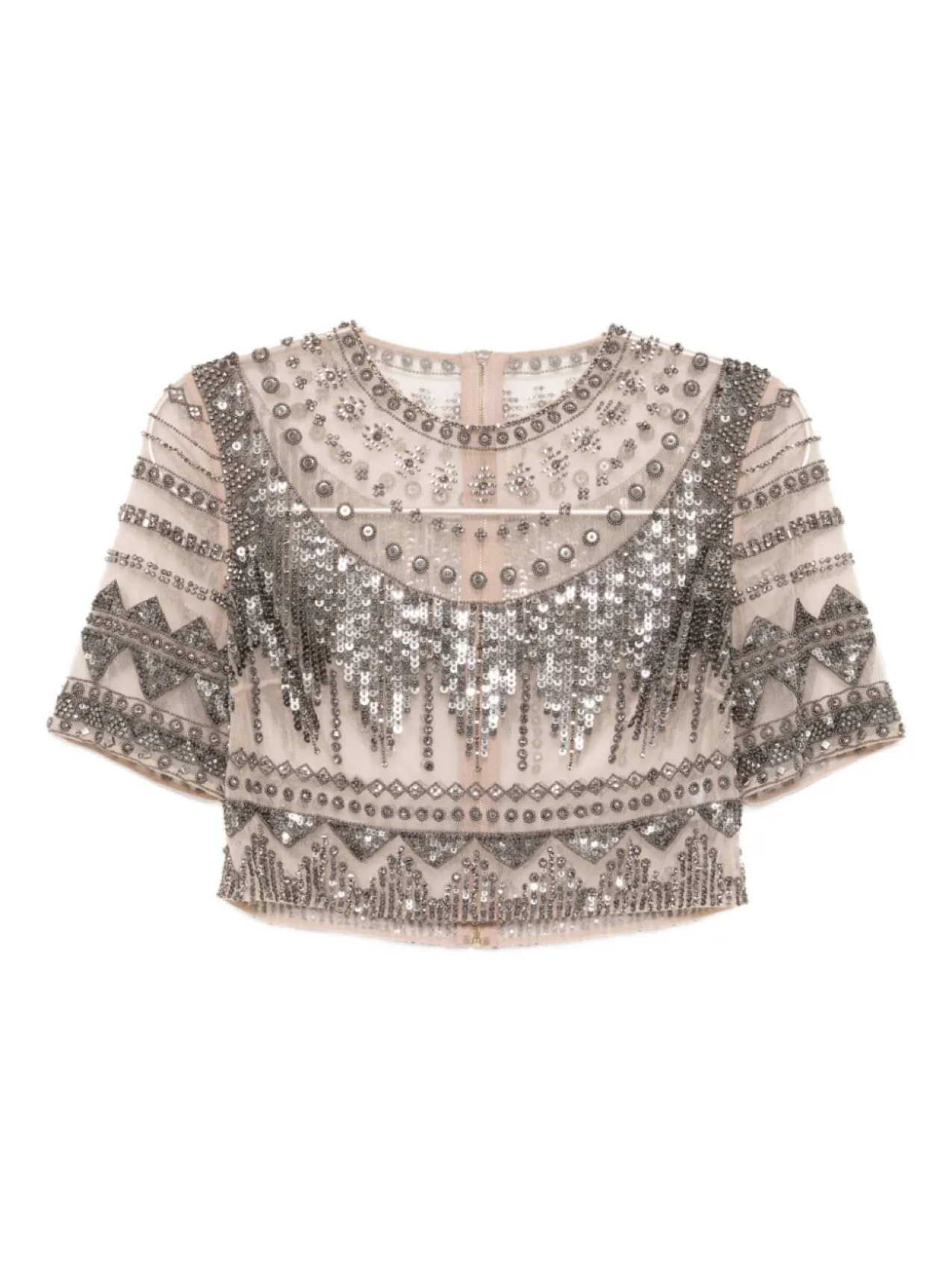 

Топ Elie Saab Tulle-art с короткими рукавами, нейтральный