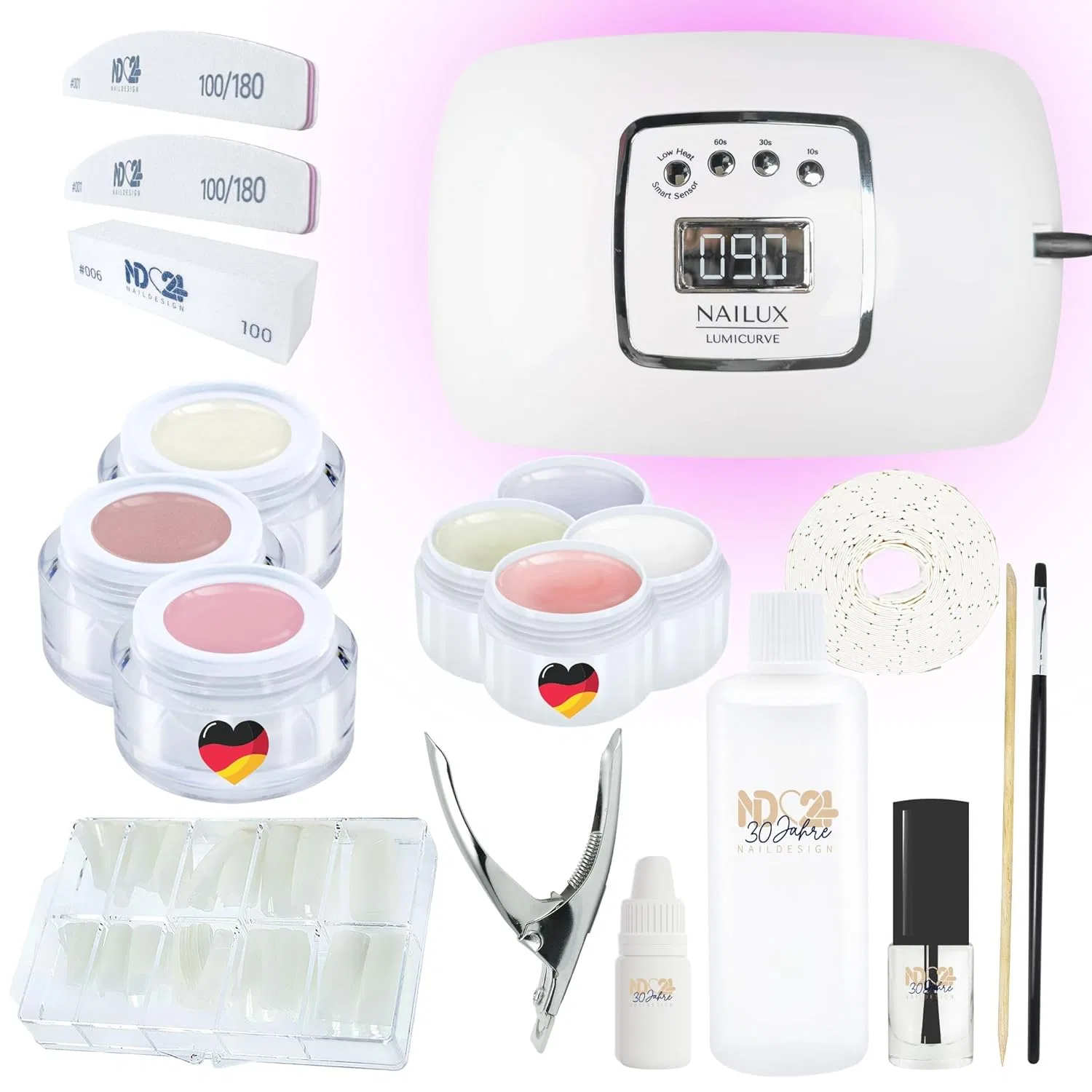 Стартовый набор ND24 NailDesign Premium для гель-лака с LED-лампой Nd24 Naildesign, Starter Set Premium + Makeup Gels