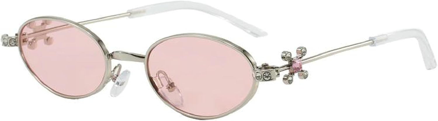 

Солнцезащитные очки с блестящими стразами для женщин, овальные солнцезащитные очки, модные солнцезащитные очки с бриллиантами, защита от ультрафиолета UV400, модные металлические очки mincl, Silver Light Pink