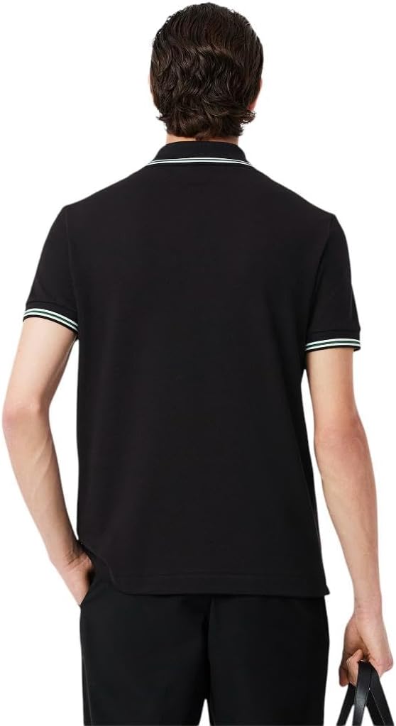 Lacoste мужская сезонная короткая рукавка обычного кроя поло с контрастным воротником, Black — фото 3