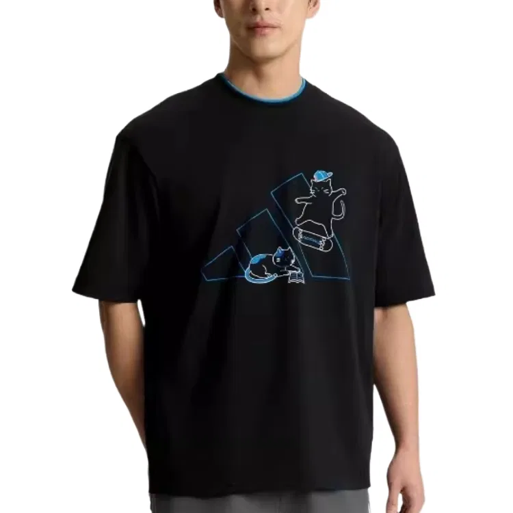 Футболка унисекс black, круглый вырез, прямой крой Adidas