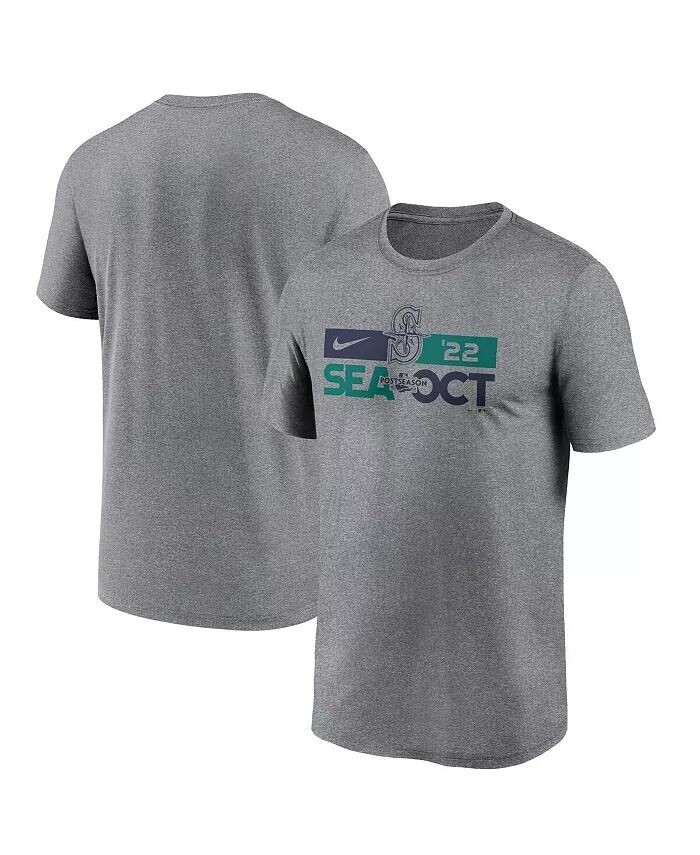 

Мужская футболка Heather Charcoal Seattle Mariners 2022 Post Season Nike