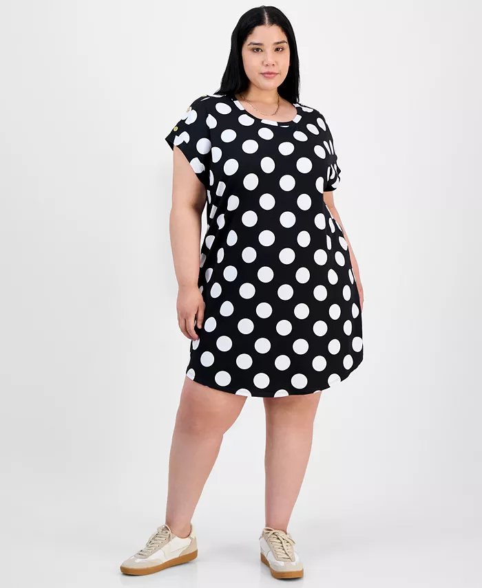 

Модное платье с застежкой на плече Plus Size FULL CIRCLE TRENDS, мультиколор