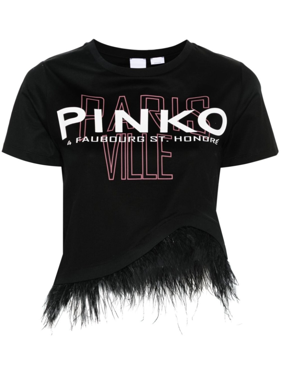 

PINKO укороченная футболка с перьями, черный