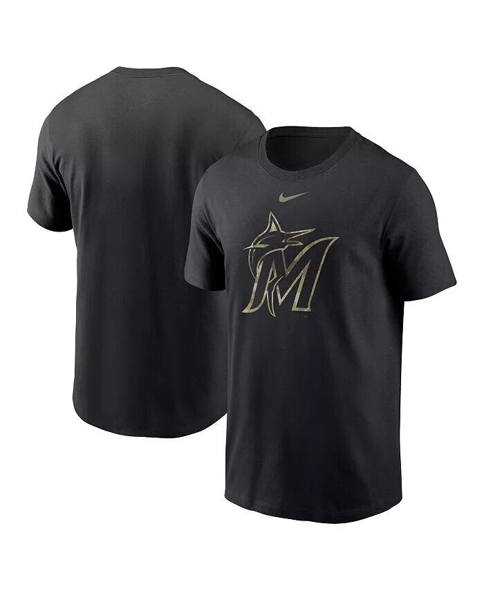 

Мужская черная футболка с камуфляжным логотипом Miami Marlins Team Nike