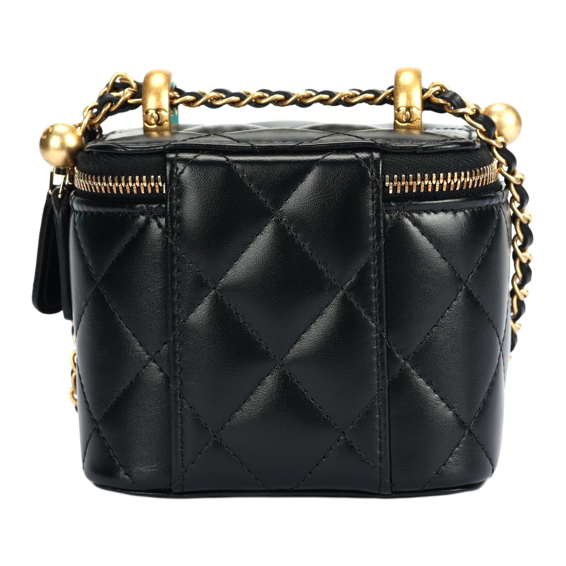 CHANEL Косметичка Smooth Finish Calfskin & Gold Metal Crossbody Small, черная — фото 3