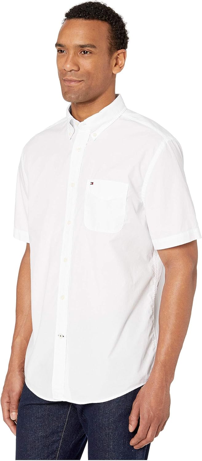 Мужская рубашка Tommy Hilfiger с коротким рукавом и застежкой на пуговицы, Bright White — фото 2