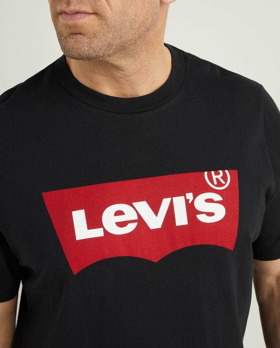 Мужская черная футболка с короткими рукавами больших размеров Levi's, черный — фото 3