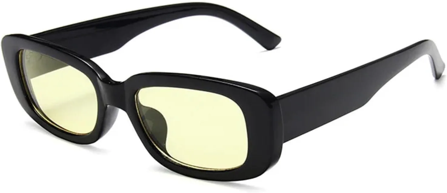 

Винтажные прямоугольные солнцезащитные очки для женщин, модные очки с эффектом океанической пленки, мужские очки с защитой от УФ-излучения UV400 TVTBBVV, Black Yellow