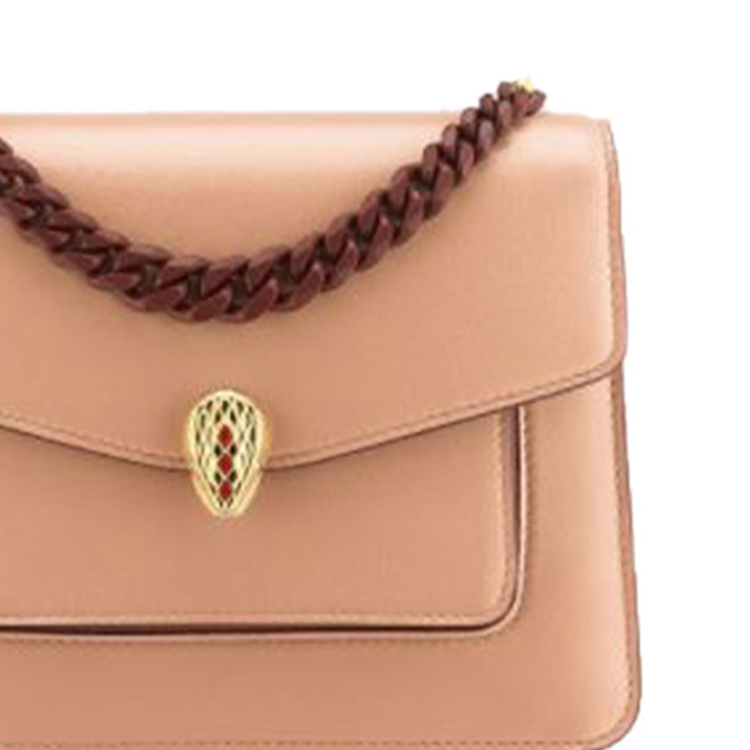 BVLGARI Сумка через плечо Serpenti Forever из телячьей кожи с цепочкой женская бежевая — фото 4