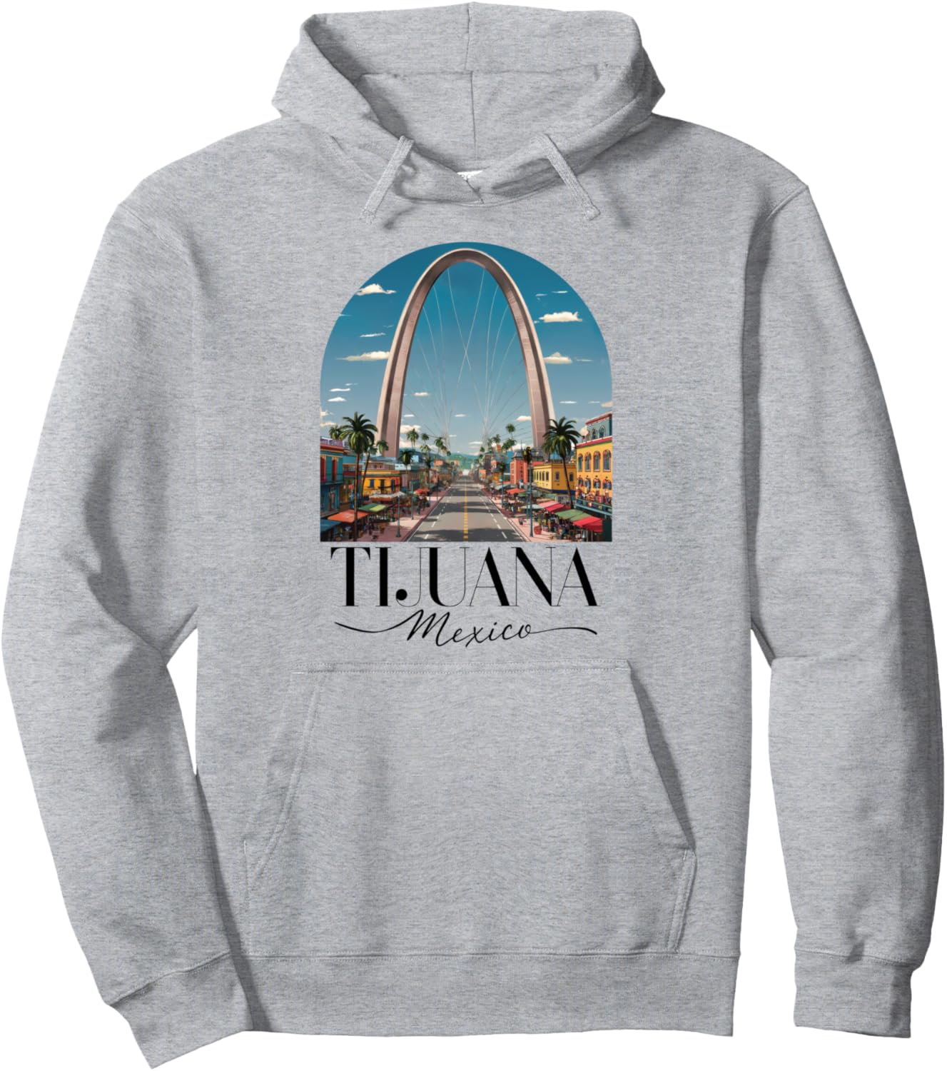 

Тихуана Мексика Арч Ретро Винтаж Мексиканская Граница TJ Мексикано Худи Tijuana Tees, серый