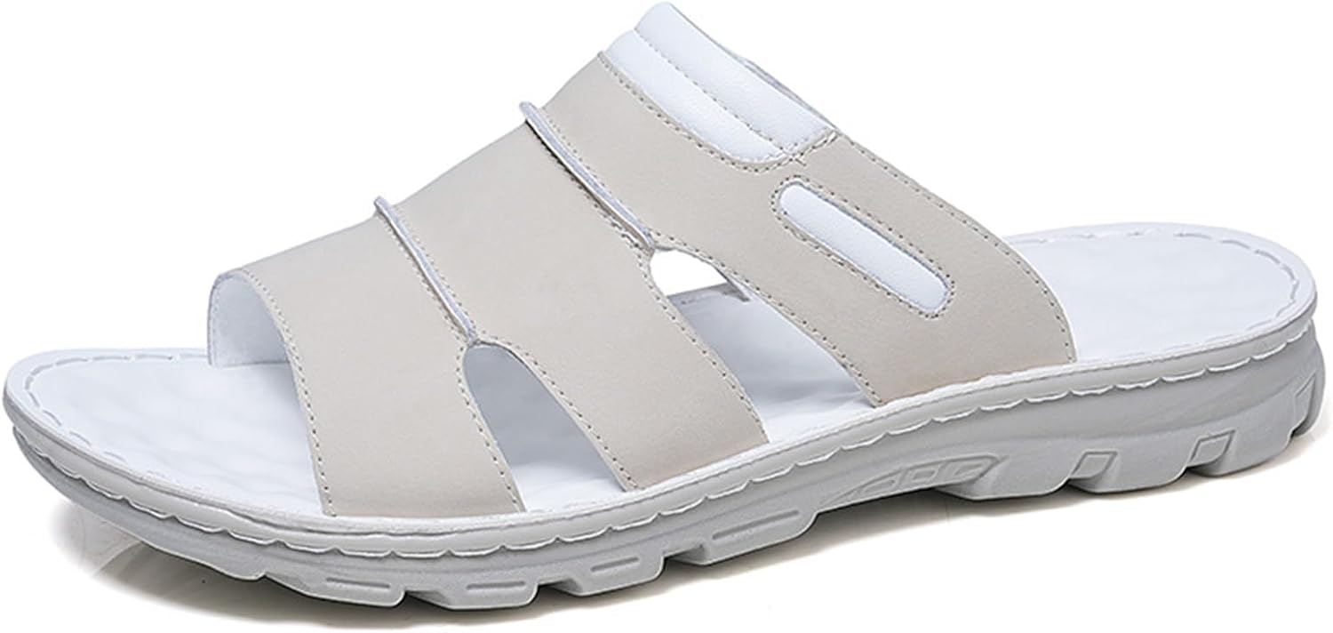 

Мужские шлепанцы летние сандалии комфорт для ходьбы открытый носок плоские сандалии размер 6-13 Abborora, бежевый